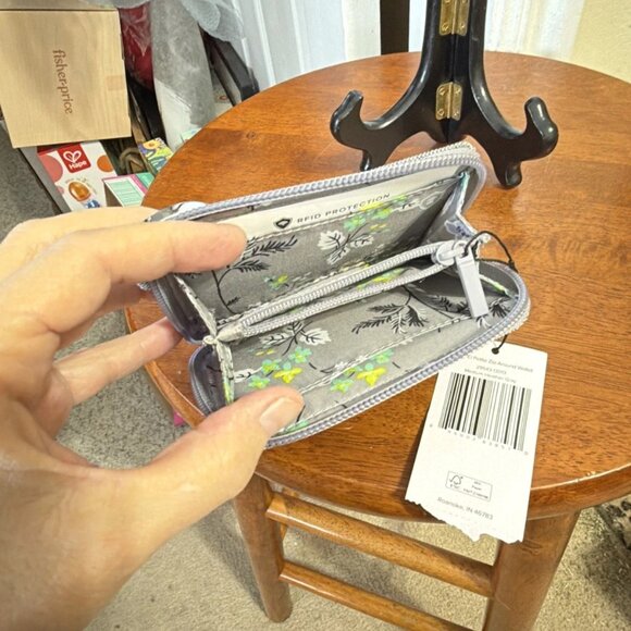 Vera Bradley LU RFID Petite Zip-Around Wallet - Medium Heather Gray - NWT - Picture 3 of 4